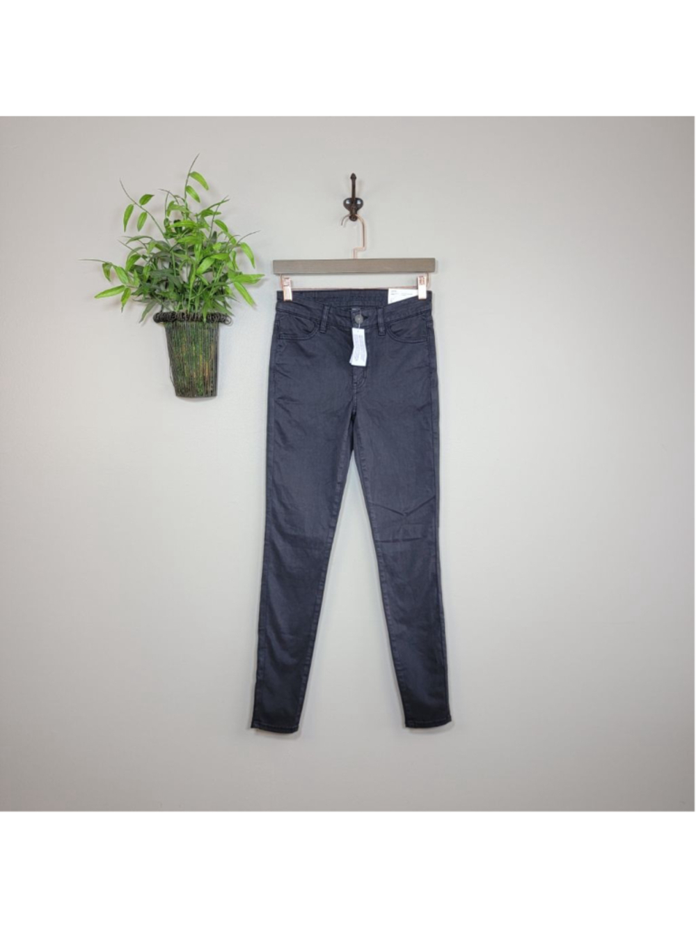 American Eagle Skinny Hi Rise Jegging Jeans Knit Sateen Stretch Faded Black AE 0